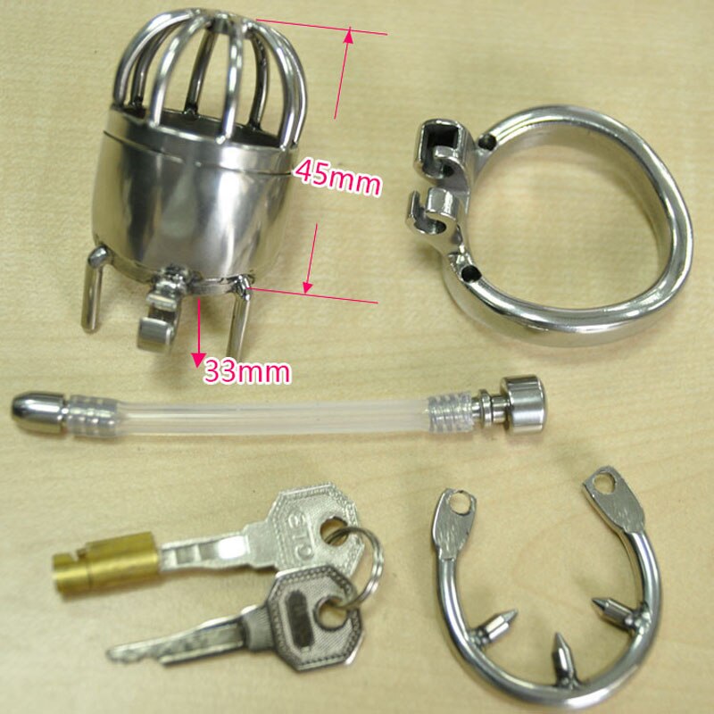 Steel Chastity Lock Urethral Plug Cock Cage