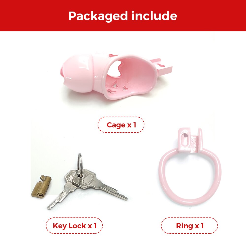 Pink Skull Cock Cage Slave Chastity Cage