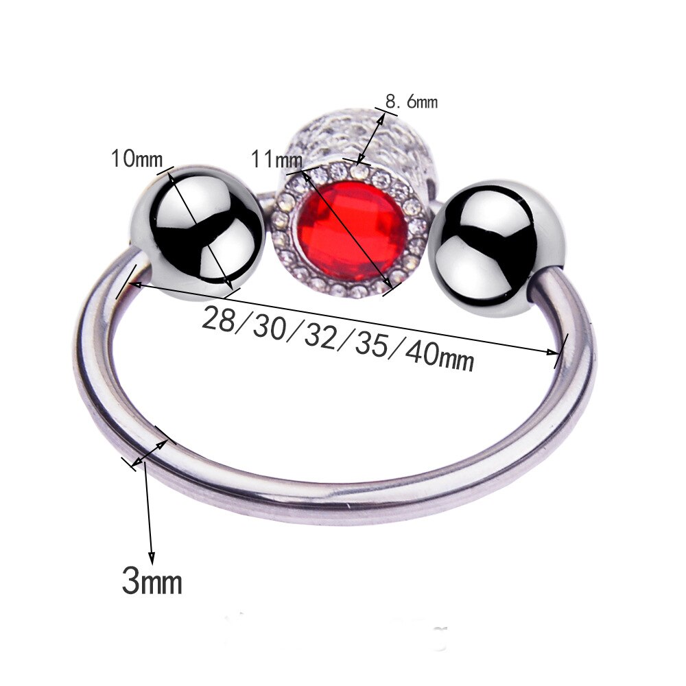 Ruby Stainless Steel Beads Cock Ring