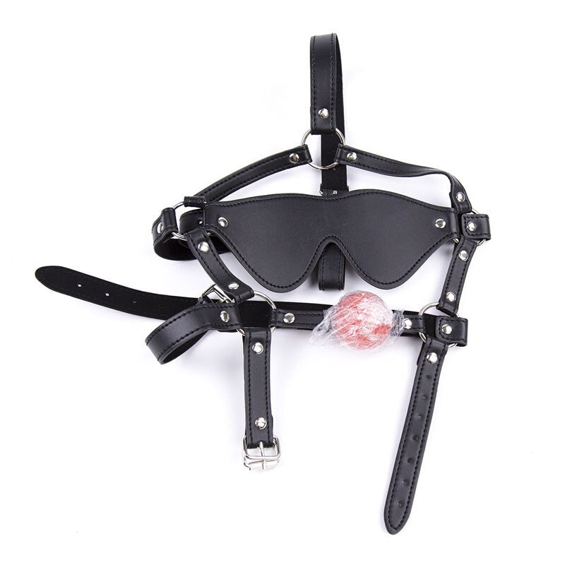 Erotic Blindfold Leather Mouth Gag