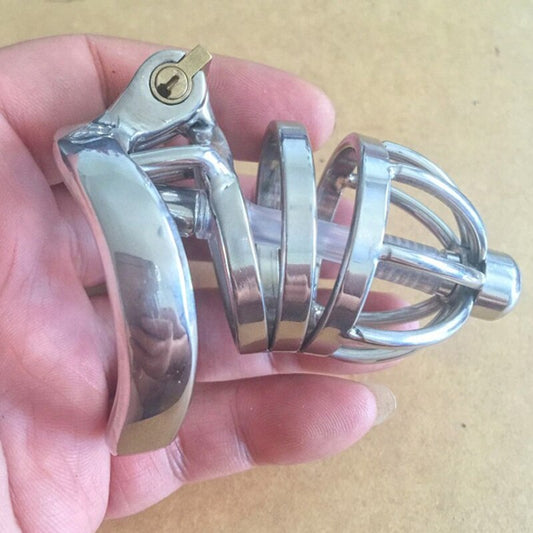 Cbt Urethral Catheter Metal Chastity Cock Cage