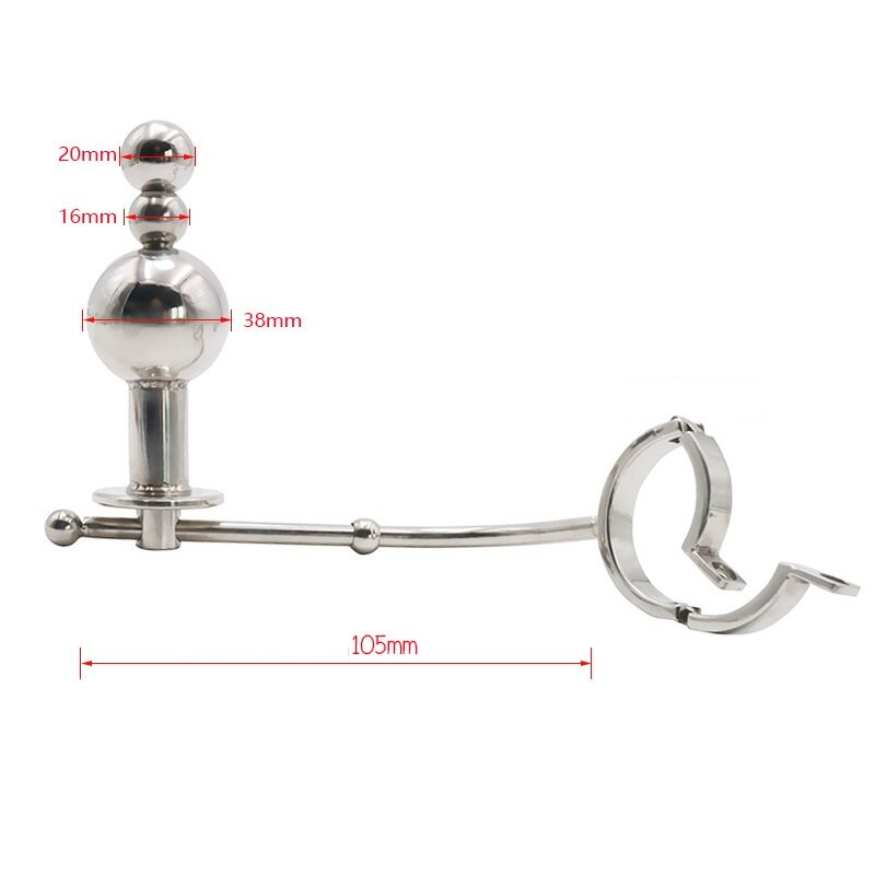 Stainless Steel Chastity Cage with Anal Plug