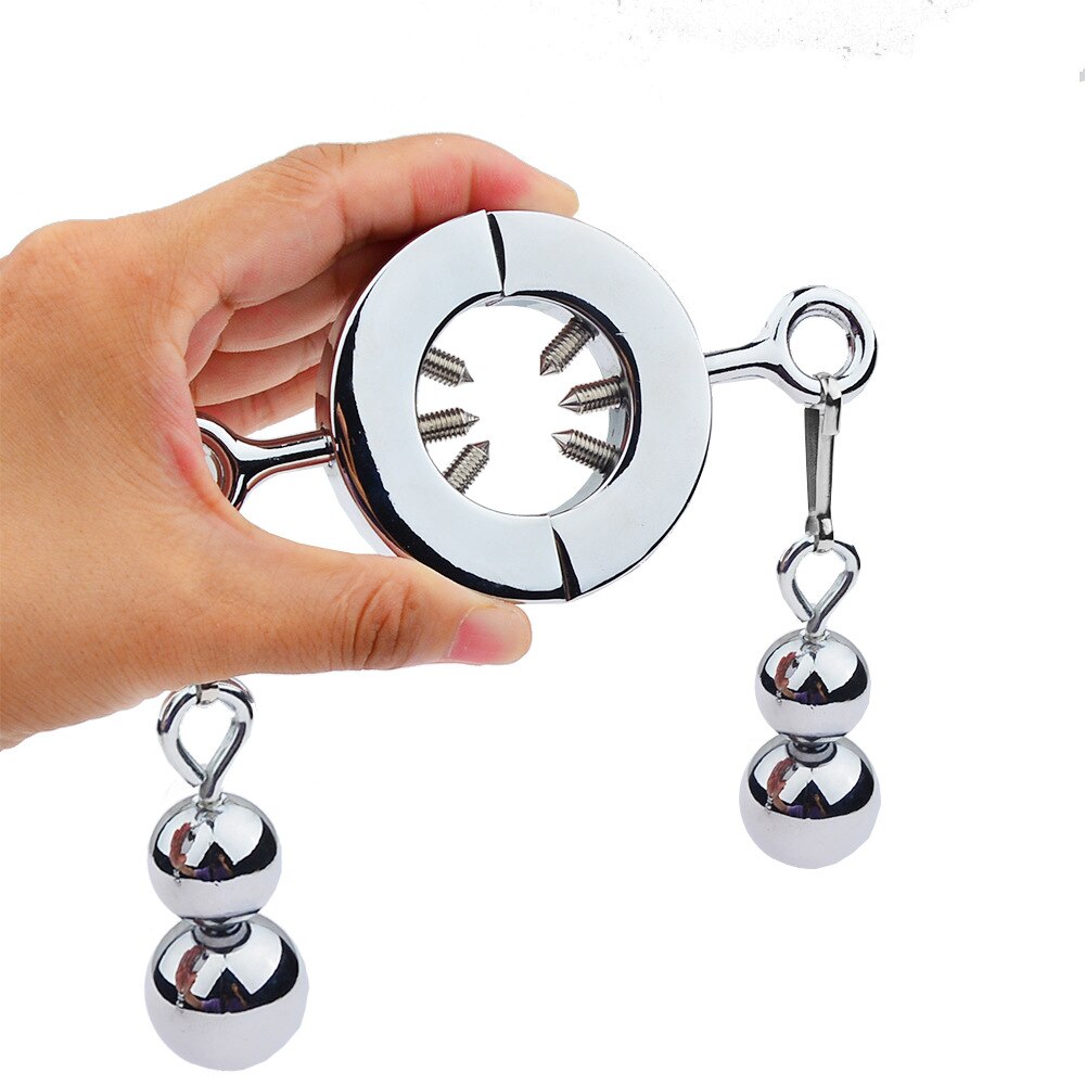 Stainless Steel Spiked Lock Ring Weight Ball Stretchers