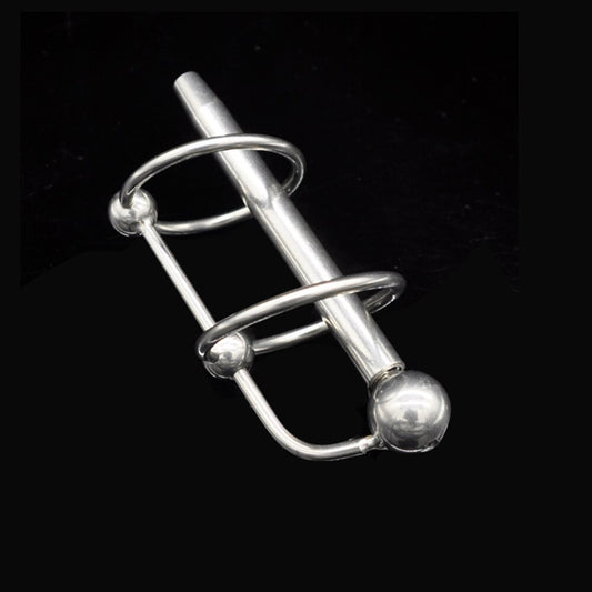 CBT Stainless Steel Torture Penis Ring Plug