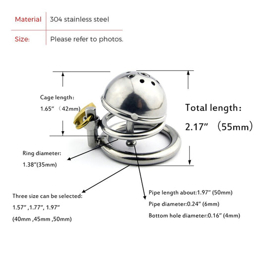 BDSM Steel Male Chastity Cage with Urethral