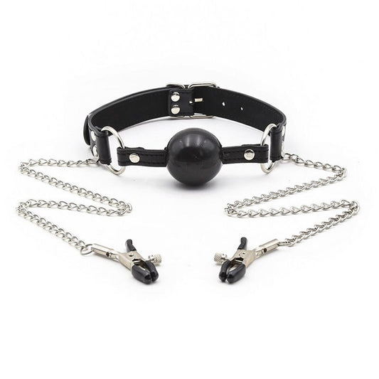 BDSM Mouth Gag Nipple Clamps