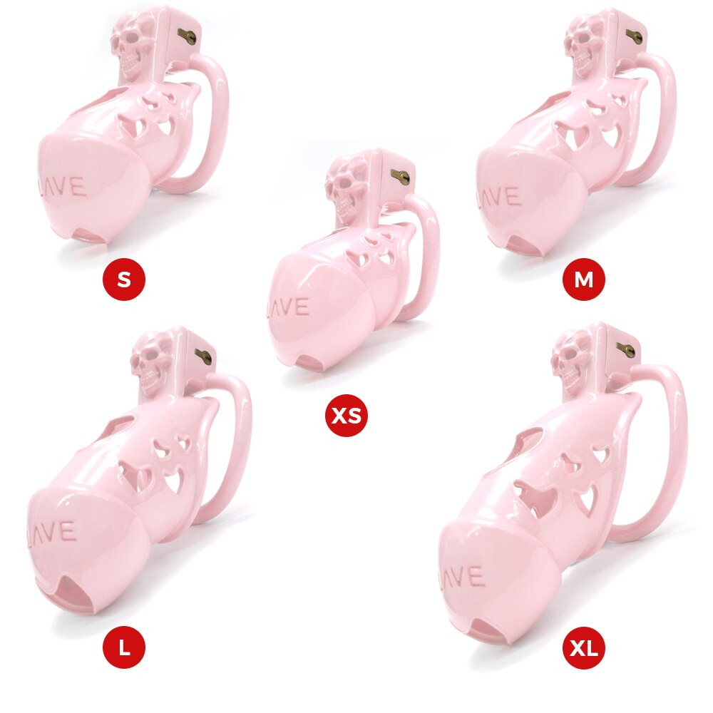 Pink Skull Cock Cage Slave Chastity Cage