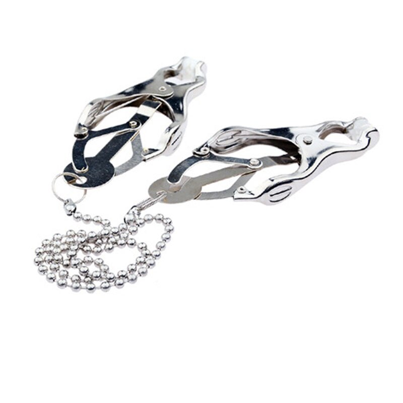 Black and Silver Adjustable Steel Nipple Clamp Chains Adlut Nipple SM 