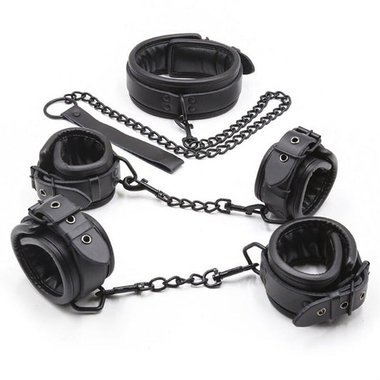 3pcs/Set Handcuffs+Neck Collar+Ankle Cuffs