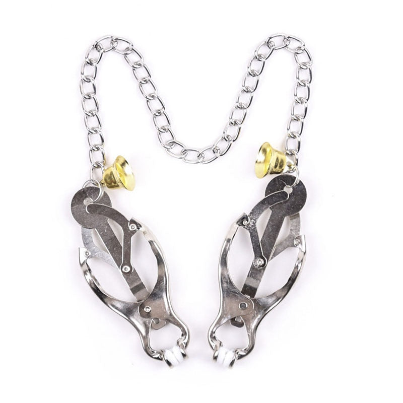 BDSM Metal Chain Nipple Clamps