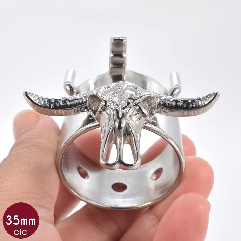 Bull Head Skeleton Male Chastity Cage