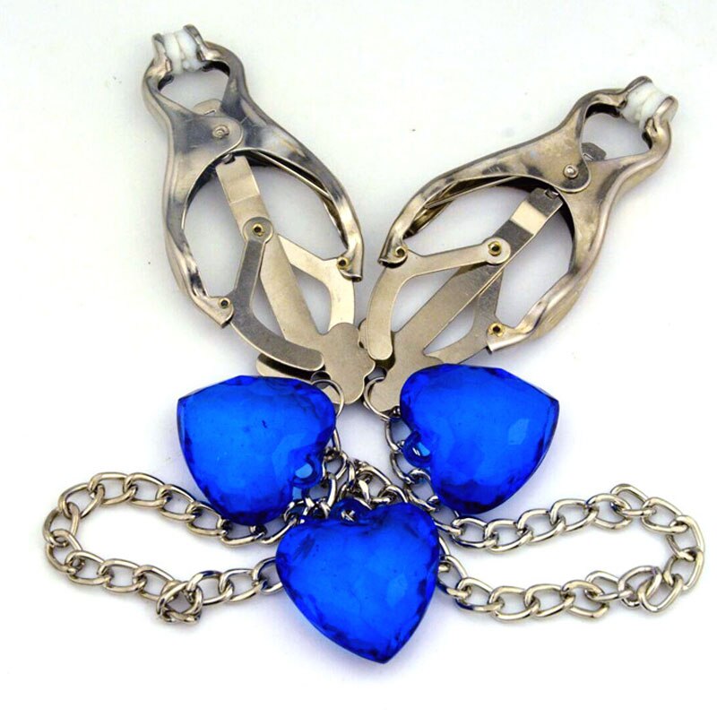 Heart Crystal Pendant Metal Nipple Clamps