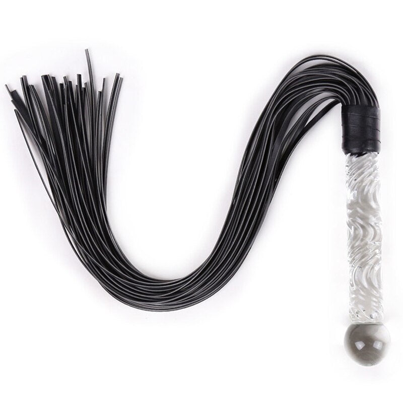 BDSM Leather Whip Glass Handle