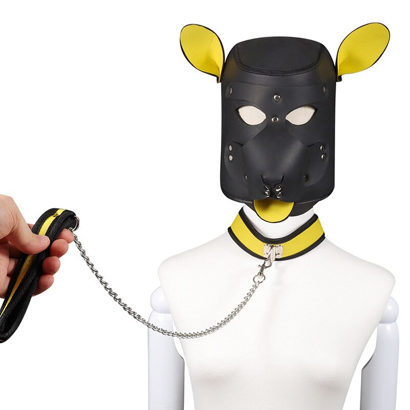 Leather Dog Mask With Chain