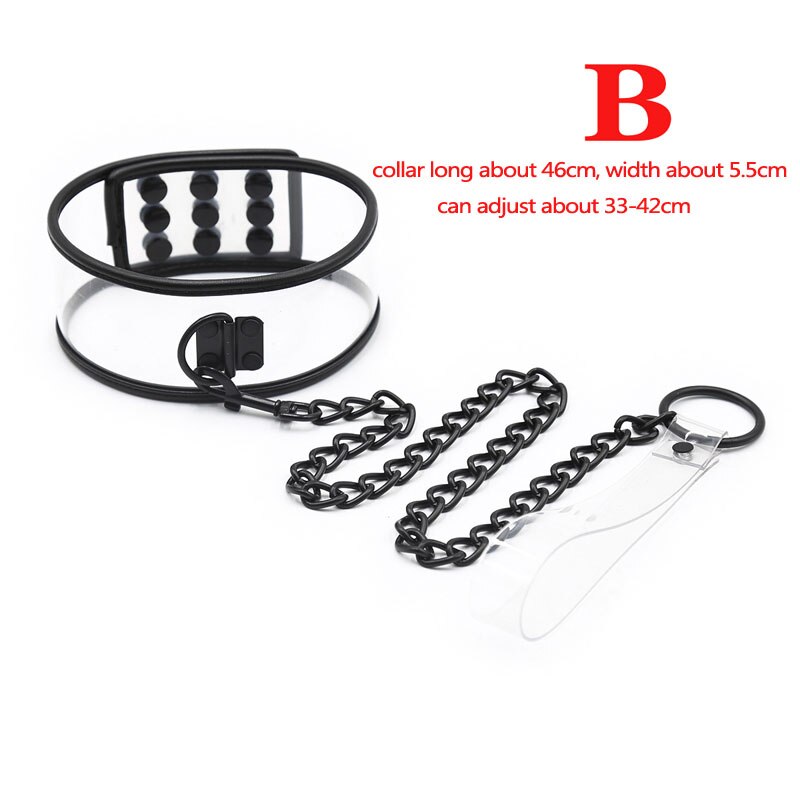 Black Edge Transparent Leather Slave Collar