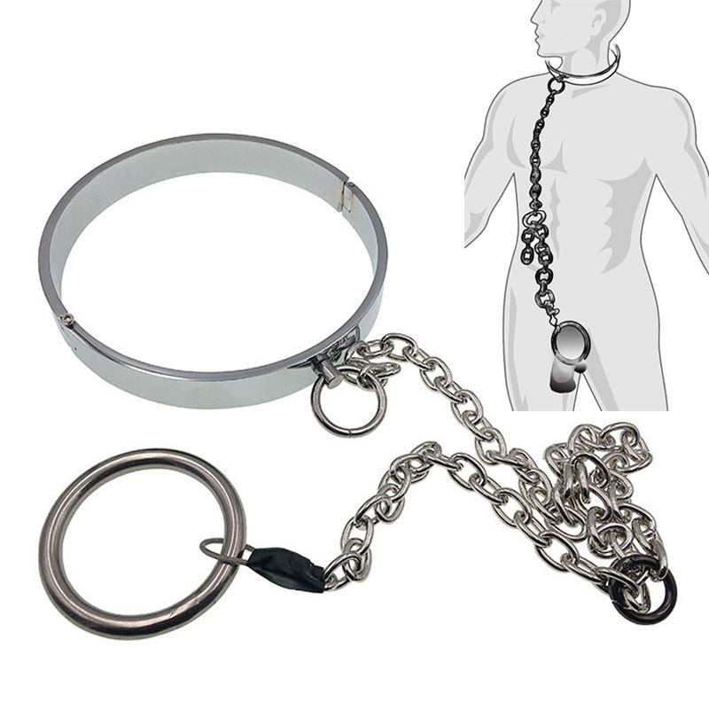 Metal Neck Collar Chain With Penis Ring