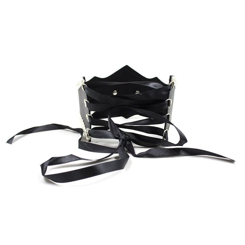 Lace leather Bondage Neck Collar