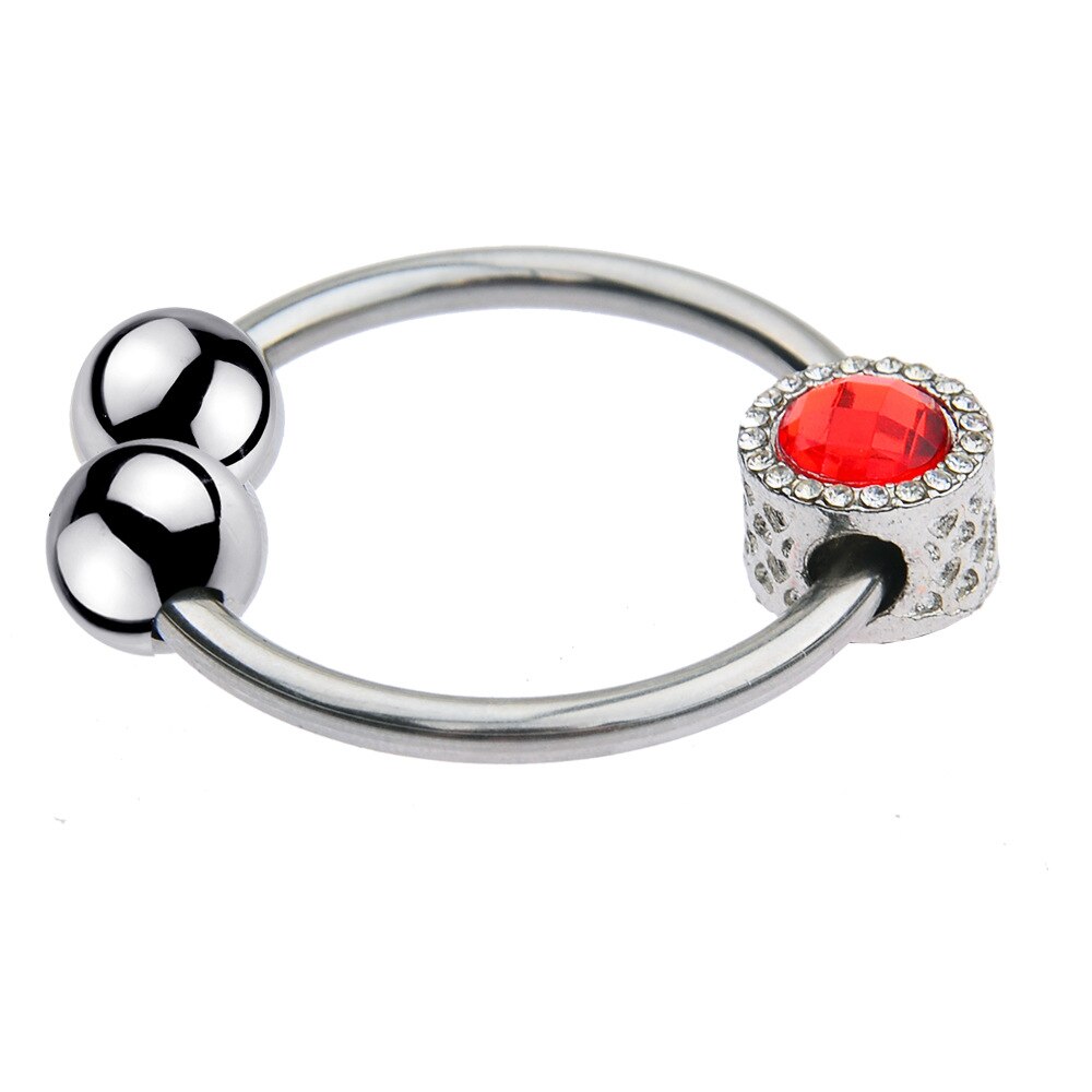 Ruby Stainless Steel Beads Cock Ring