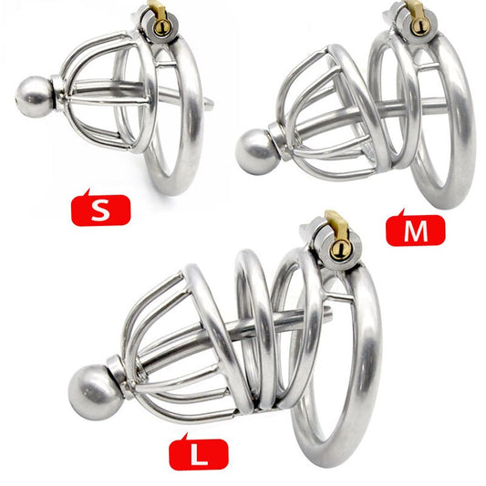 Metal Urethral Plug Male Chastity Cage