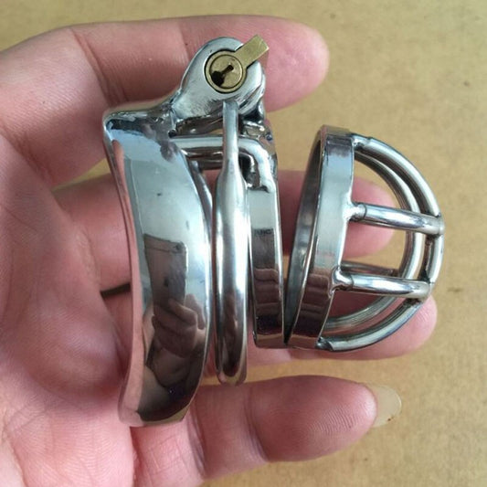 Anti-Off Rings Short Metal Chastity Cage