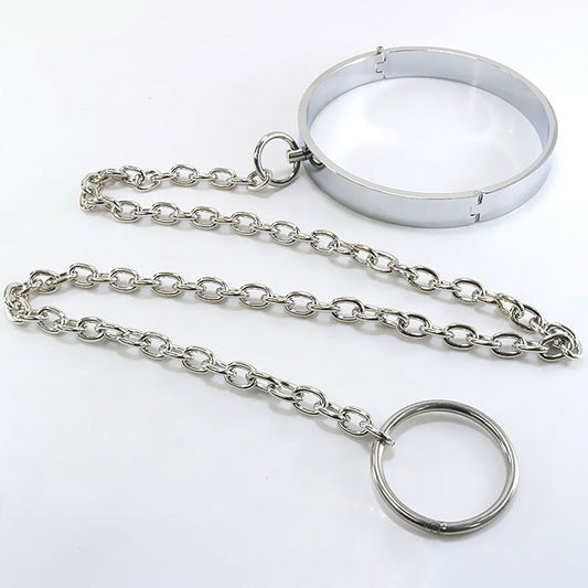 Bondage Neck Collar With Metal Chain