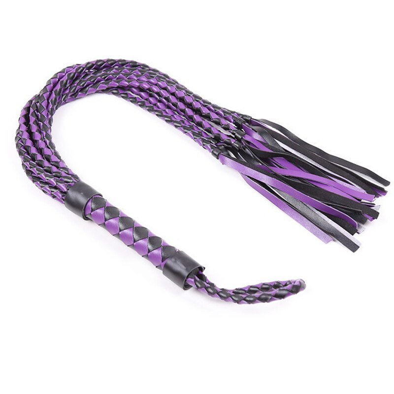 Purple Leather Weave Spanking Slave Whip