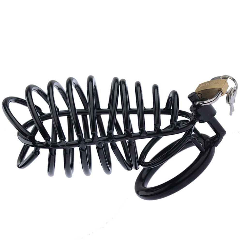 Black Stainless Steel Penis Ring Lock Cock Cage