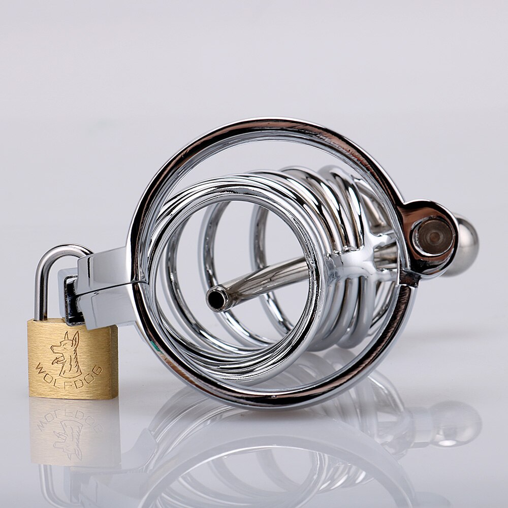 Steel Chastity Cage with Metal Urethral Catheter