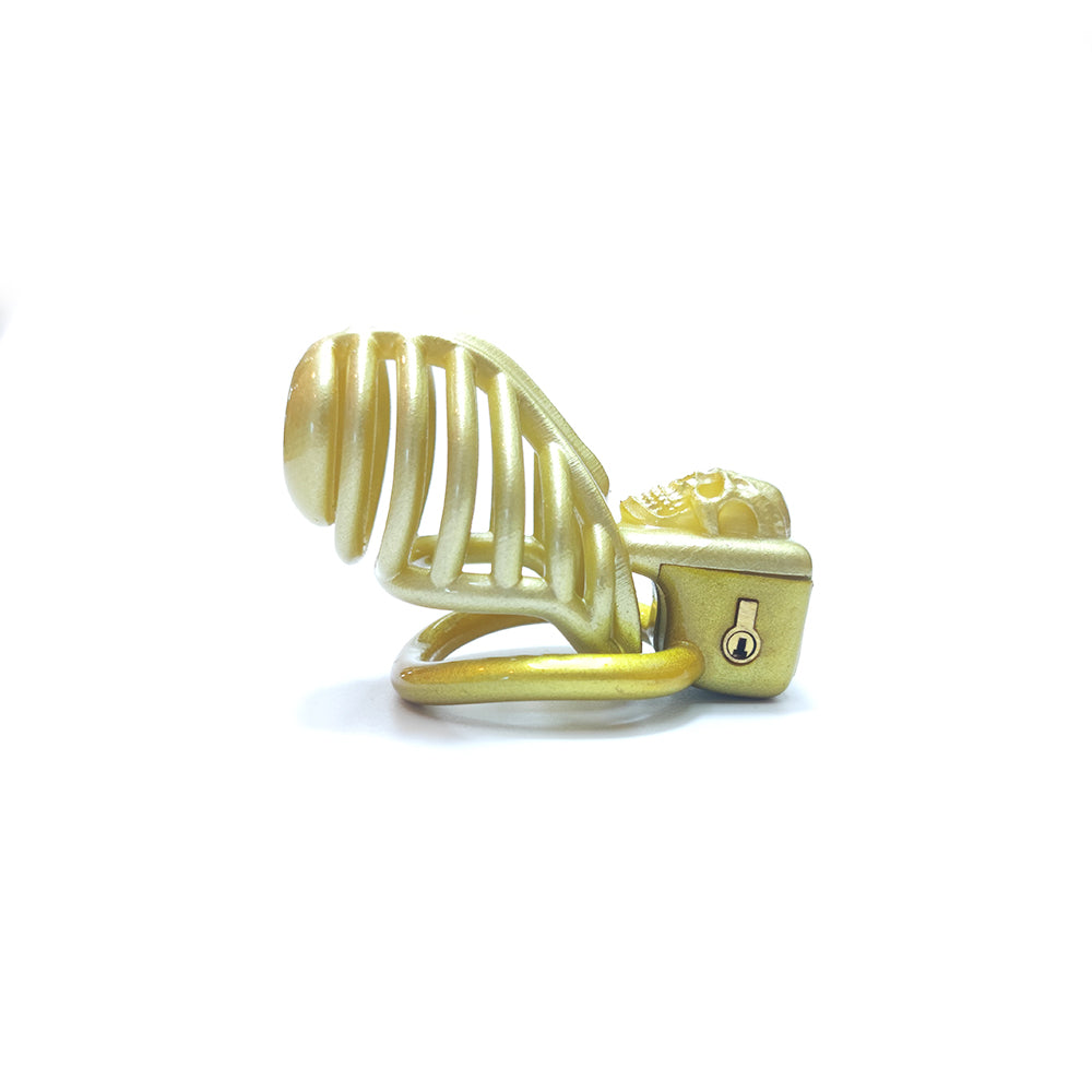 Golden Breathable Chastity Cage New Mamba Y