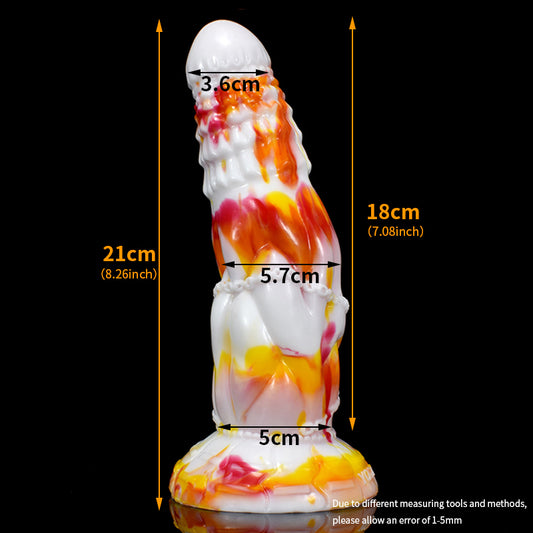 Large Flame Colorful Fantasy Realistic Dildos